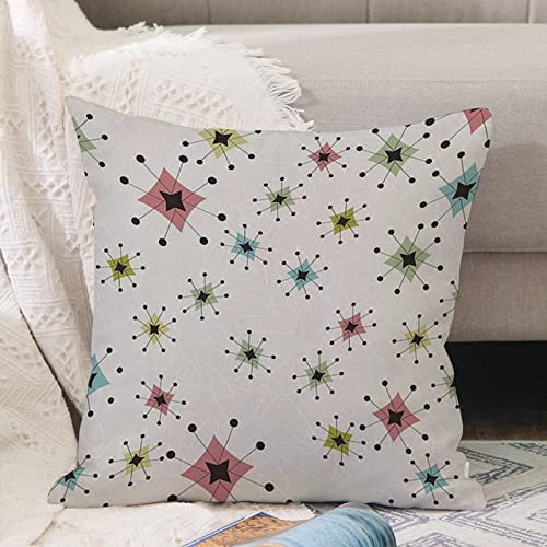 Cushion Covers 18x18 Inch,Retro Vintage Stars Pattern of Boomerangs,Throw Pillow Cover Soft Pillowcases with Invisible Zipper for Sofa and Couch 45x45cm