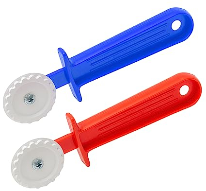 Ravioli Cutter - Pasta Cutter Wheel - Fluted Plastic Dough Wheel - Create Cut Pasta and Fluted Edges for Baking with Ease Using Handle Pastry Crimper and Roller Wheel, 2 Pcs, OFXDD