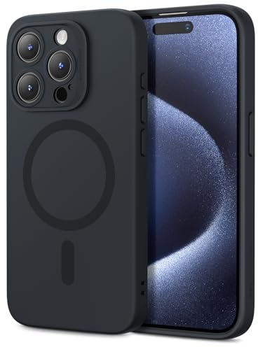 ESR für iPhone 15 Pro Hülle für MagSafe, Silikon-Handyhülle, Schwarz | Militärischer Sturzschutz, ultradünn, Weiches Mikrofaserfutter