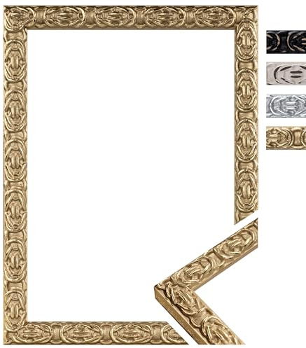 DÖRR Bilderrahmen Ornament - Vintage Style - Echt Glas - Massiv Holz - Made In Italy gold 15x20
