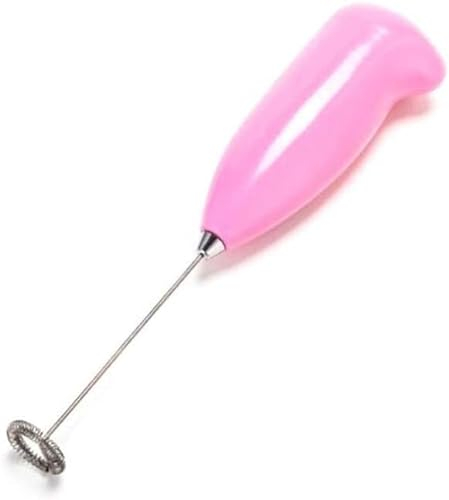 Milk Frother Mixer Whisk Electric Egg Beater Coffee, Mini Kitchen Blend Handheld Stirrer Foamer Gadget, Mini Drink Mixer Foaming for Latte Cappuccino Hot Chocolate with Stainless Steel Stand (Pink)