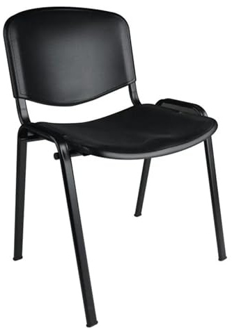 Topsit Visitor Chairs Stackable Conference Chair with Plastic Seat and Backrest (Black)