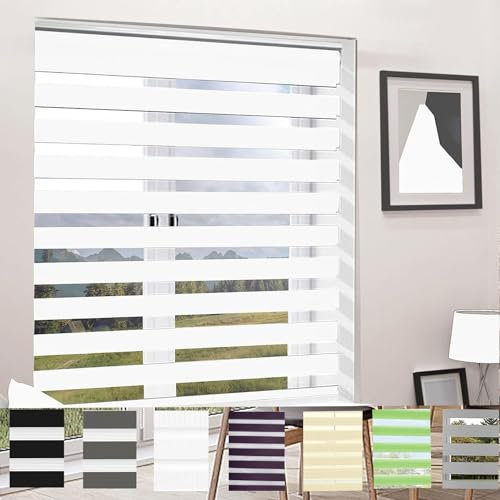 Verdunklungsrollo Thermorollo 45 x 240 cm Sonnenschutz und Sichtschutz, Dachfenster Rollo Duo Rollo Fenster Rollo inkl. Montagematerial, für Fenster & Tür, Weiß