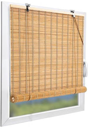 Persianas Enrollables de Bambú para Exterior,Natural Estores de Bambú para Ventanas,Persiana Enrollable Romanas,Cortina de Bambú Opaca,Transpirable,Personalizable,Ancho X Alto (80cm x 230cm)
