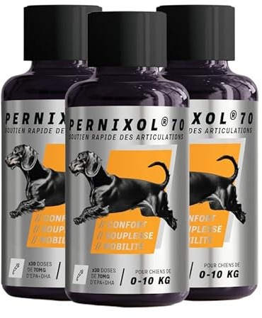 PERNIXOL®70 - Soutien articulaire Chien de 0 à 10kg - Huile de Moule Verte & Oméga-3 - Mobilité et Confort (Lot de 3)