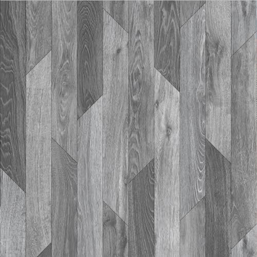 Grey Herringbone Pattern Wood Effect Anti-Slip Lino Vinyl Flooring For LivingRoom, Hallways, Kitchen, 2.3mm Thick Vinyl Sheet-7m(23') X 4m(13'1)-28m²
