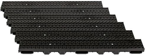 ScarMaxx - B125 Entwässerungsrinne Set PKW - befahrbar - 13 x 600 x 6 cm Bodenrinne - Regenwasser Ablauf - Abfluss mit Gitter - Drainagekanal Flach Kunststoff Designrost Bienenwabe Schwarz
