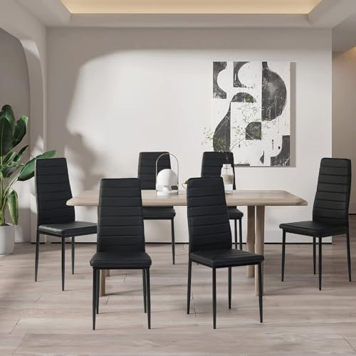 Liink1Ga Esszimmerstühle Küchenstühle 6er Set Stühle Schwarz, Moderner Gastrostühle Besucherstuhl Küchensessel Esszimmer Stühle Essstuhl mit Kunstleder Für Büro/Küche/Esszimmer/Wohnzimmer