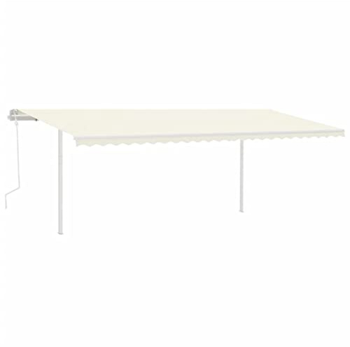 Tenda da sole da giardino con braccio snodato retrattile con palo 6 x 3 m, colore bianco crema per terrazza