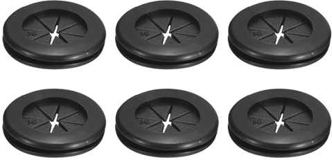 sourcing map 6Pcs Rubber Grommets 1(25mm) ID 1-3/16(30mm) Drill Hole Double Sided Firewall Hole Plugs Round Electrical Wiring Gasket, Black