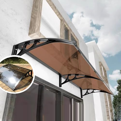 Veranda-Markise Für Den Außenbereich, Modernes Design, UV-Schutz-Markise, Aluminium-Fenstermarkise, Gewölbtes Vordach, Leise Erweiterbar, Geeignet Für Veranda/Terrasse (60x270cm/24x106in,D)