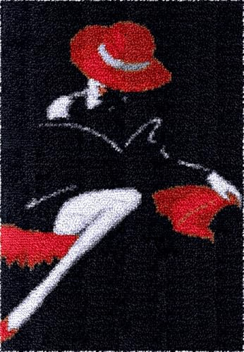 AxiangziK Diy Knüpfteppich Zum Selber Knüpfen Schwarz-Weißes Frauen-Bastelset，Portraits，Diy-Set Zum Herstellen Von Knüpfteppichen Für Anfänger，Unfertiger Häkelteppich，Stickteppich 20x15in