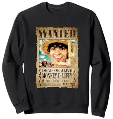 One Piece Monkey D Luffy Wanted Poster Chapeau de paille Pirates Sweatshirt