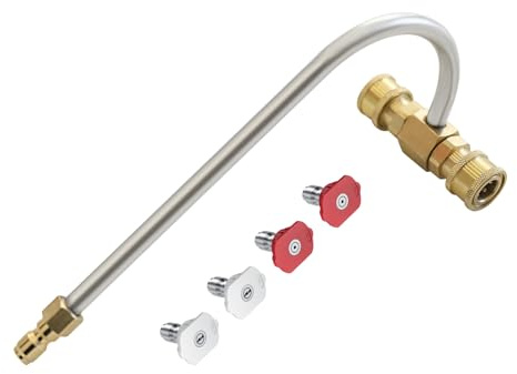 Pressure Washer Gutter Cleaner Attachment with Pressure Washer Nozzle Tips, 1/4'' Quick Connect Extension Wand for Cleaning Brick Drain Driveway Roof, Max 4000PSI (Nozzles Kit)