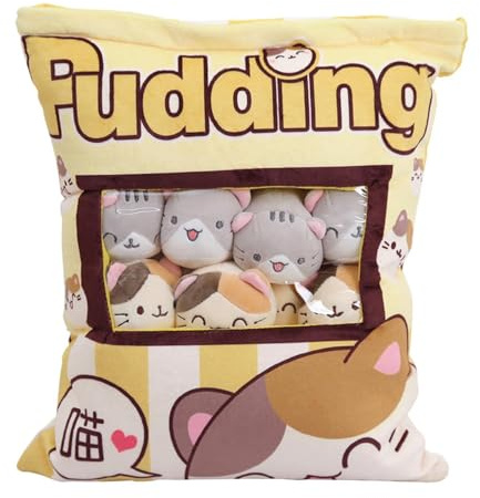 Generisch Nette Snack Kissen Gefüllte Tier Spielzeug, Snack-Kissen, Stofftierspielzeug, Katzen-Plüschkissen, Pudding-Katzenkissen, Realistische Plüschtiere Für Auto, Wohnzimmer, Wohnung, Schlafzimmer
