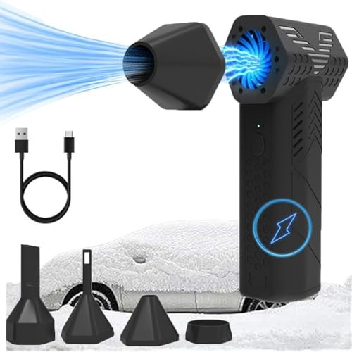 Cordless Turbo Super Fan Blower, 130,000 RPM, Powerful Dust Removal Tool,3 Gear Adjustable Car Dryer Air Blower,Jet Dry Portable Jet Turbo Fan Dust Snow Blower for Cleaning Car,Keyboard,PC,Ho (Black)