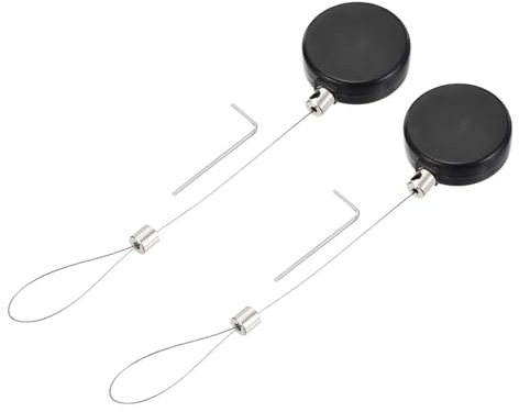QUARKZMAN Candado de cable extensible de 1,8 pies con pestillo para mando a distancia con soporte de cable ajustable, antirrobo, para ordenador portátil, TV, 200 g, negro, 2 unidades