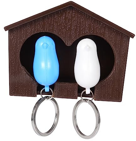 MAGICLULU Vogelhaus Schlüsselanhängerhalter Aus Kunststoff Hängend Wanddeko Für Zuhause Doppel Vogel Motiv Mit Schlüsselaufbewahrung