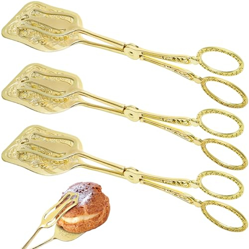 Jucoan 3 Pack Vintage Serving Tongs for Party, 8.5 Inch Buffet Salad Tongs