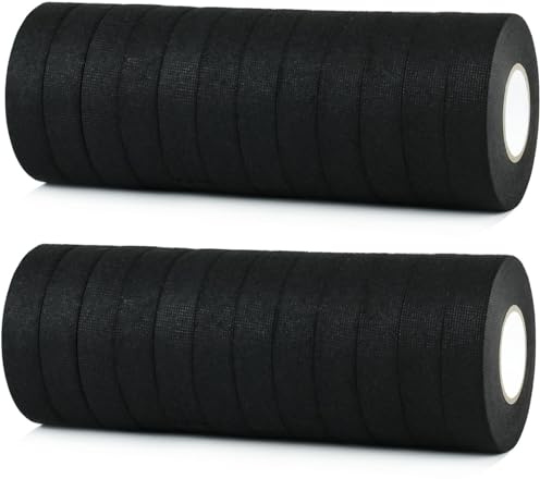 CHUANGSEED Ruban Adhésif Fils électriques Isolant Noir,19mmx15m,24 Pièces,Ruban de Câbles Résistant à la Chaleur pour Voiture,Moto,Adhésif Ruban de Harnais de Câblage,Black Wire Harness Tape