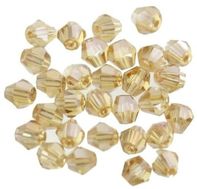 KXAOXGRC Crystal Glass Beads, 4MM 100Pcs Crystal Beads for Jewelry Making Diy Accessories Colorful Faceted Glass Spacer Beads(Champagne)