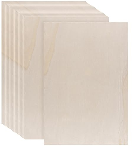 FUNSUEI 20 Stück 2mm 300x210mm A4 Sperrholzplatte Set, Sperrholz A4 Holz Platten Zum Basteln, Holzplatte für DIY Bastelarbeiten und Deko
