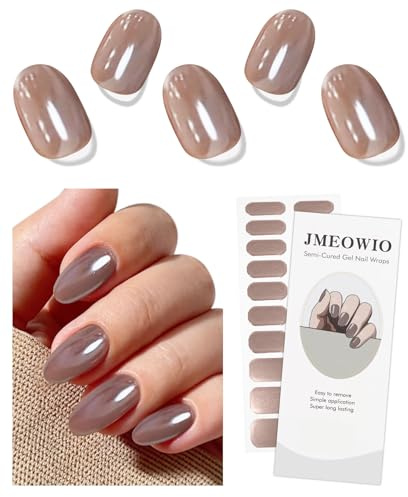 JMEOWIO Nagelfolie UV Härtend Kaffeefarbener Glitzer UV Gel Nail Strips Nagelsticker Nagelaufkleber Nail Art Dekoration Nageldesign Zubehör