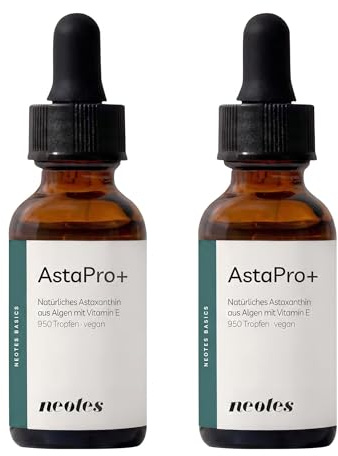 neotes AstaPro+ hochdosiertes Astaxanthin Öl - 8 mg Astaxanthin + 8 mg Vitamin E pro Tag - 2x30ml für 94 Tage - 100% natürlicher Antioxidativer Zellschutz - Vegan & Ohne Zusätze Laborgeprüft