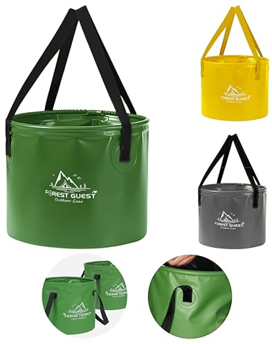 FairyPeach Outdoor Folding Bowl 10 L/20 L, Foldable Bucket for Camping, Washing Bowl, Outdoor Washing Bowl, Foldable as Washing Bowl, Washing Bowl, Fishing Bucket for Sinks (Forest Green, 20 L)