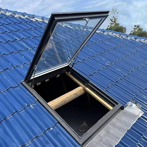 Lucernario per Tetto Finestra per Mansarda Skylight Laterale in Alluminio Finestre per Lucernari Apertura Laterale Sfiato Cantina Abbaino Doppio Vetro per Isolamento Vetrata(22x18in/55x45cm)
