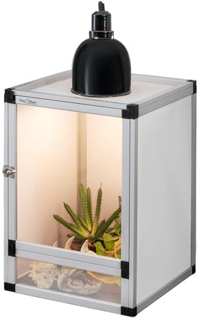 Hybrid Cage PVC Habitat Enclosure with Screen & Acrylic Doors,Toxirium 12x12x18 Reptile Terrarium Ventilated Tank for Gecko,Chameleon, Snake, Frog, Easy Assembly, Front Dual Access