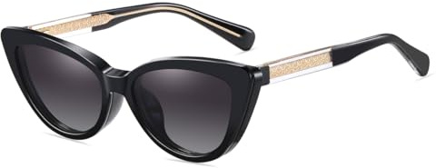 Clip On Occhiali da sole polarizzati donna TR90 montatura spessa magnetica anti luce blu occhio di gatto, nero con grigio