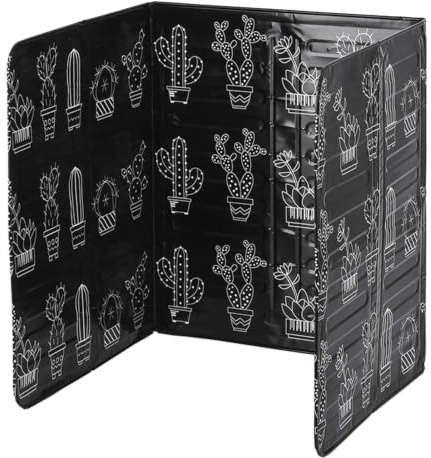 Nikou Protector Salpicaduras Cocina 3 Lados, Antisalpicaduras Plegable | Tablero de Pantalla con Papel de Aluminio, Escudo de Aceite, Grasa para Cocinas a Gas, Diseño de Cactus Negro, 84x32.5cm