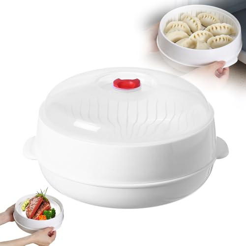 Microwave Steamer, 2025 New Food Steamer Cooking Pan, Multi-Purpose Vegetable Stea-mer for Meal Prep, Large Capacity Steam Cooker for Family (Circle*1)