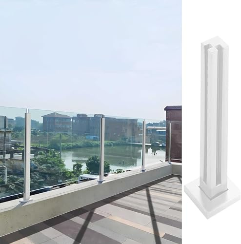 Moderno palo ringhiera in vetro bianco per balconi e patii, elegante struttura in vetro, supporto per scale e design contemporaneo, perfetto per spazi interni ed esterni.