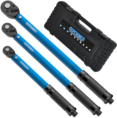 GoYwato Clés Dynamométriques Voiture 3/8 - 1/4 1/2 Clef Dynamométrique avec 3-33 10-140 20-230 N·m, Précision ±3%, 72 Dents Double éChelle Clé Dynamométrique Bidirectionnelles pour Vélo Moto Camion