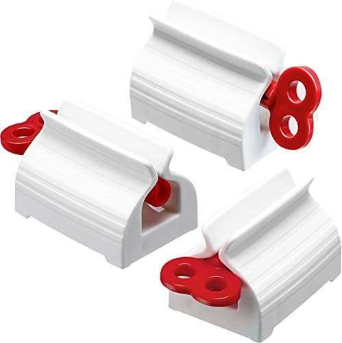 Sanfoelek 3 Pcs Rolling Tube Toothpaste Squeezer Vertical Toothpaste Seat Manual Rotate Toothpaste Dispenser for Bathroom