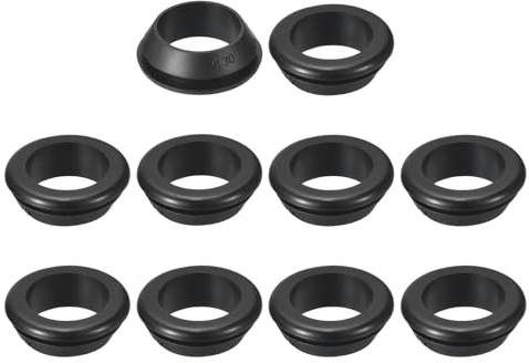 Unifizz Gummidichtungen, 25 mm Innendurchmesser, 30 mm, Bohrloch-Dichtringe, Schnellbefestigung, Drahtschutz für elektrische Gehäuse und DIY-Routing, Schwarz, 10 Stück