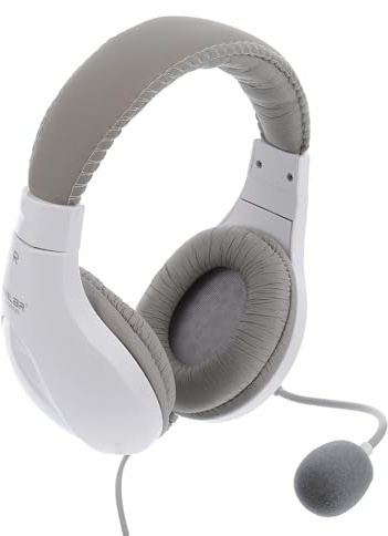 PAMINGONO Auriculares para Juegos con Micrófono Giratorio y Reducción de Ruido, Orejeras de Espuma de Proteína en Color Claro, Enchufe Único de 3,5 Mm, Compatibles con Pc, Portátil y Móvil,