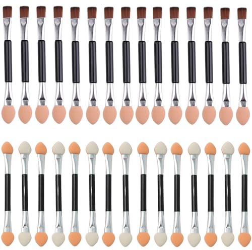 30 Pcs Double Head Eyeshadow Brushes, Soft Sponge Tipped Applicators for Professional Eye Makeup, Compact Makeup Tools for Women and Girls, Dual-Sided Eyeshadow Applicators for Smooth Application
