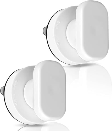 Xiciki Lot de 2 Poignée de Porte à Ventouse, Poignée Baie Vitrée Avec Forte Ventouse, Blanc，Pour Verre de Salle de Bain Armoire Tiroir, Installation Sans Perçage