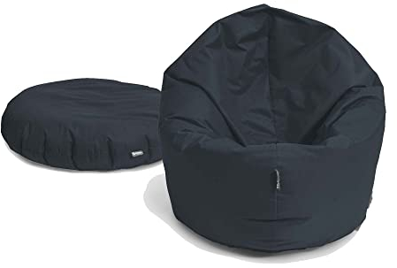 BuBiBag 2in1 Sitzsack Sitzkissen mit Füllung |XX- Large Ø: 145 cm, Anthrazit | Indoor & Outdoor Beanbag | Geeignet für Kinder Innen- & Außenbereich Kinderzimmer| Wasser- & Schmutzabweisend Wetterfest