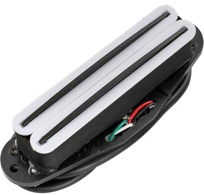 Musiclily Hot Rails Blade Humbucker Pickup Single Coil Storlek för Strat/Tele Elgitarr, Vit Kropp med Svart Rail