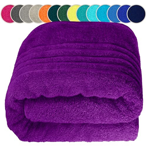 Lashuma Sauna Handtuch groß Frauen 80x200 cm, London Wellness Handtuch Dame Lila - Aubergine