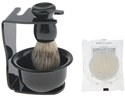 MagiDeal 4 en 1 Kit de Rasage Manuel Blaireau en Poils de Sanglier + Bol à Savon à Barbe + Support Stand de Brosse à Raser et Rasoir + Savon de Rasage - Outil de Rasage pour Hommes