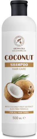 Coconut Shampoo 500ml with 100% Natural Coconut Oil for Hair Growth and Volume - Moisture Shampoo - Extracts of Japanese Green Tea - Indian Gooseberry and Rosemary
