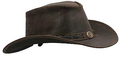 Walker and Hawkes - Läder kohud Outback antik hatt, Mörkbrunt, XL