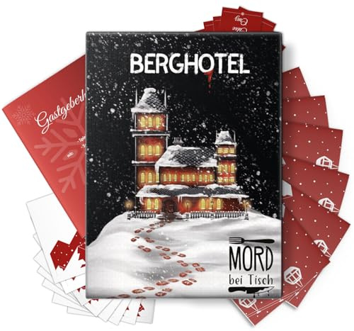 MORD bei Tisch – Berghotel – Krimidinner für Zuhause, 6-8 Personen | Krimispiel ab 16 Jahren, 6-8 Personen, mörderische Dinnerparty, Krimi-Event für Zuhause, Gesellschaftsspiel, Party-Spiel