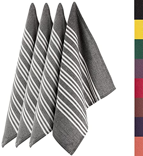 Sidorenko Torchon Cuisine Lot de 4 – Torchon Vaisselle 70x50cm Gris – 100% Coton – Séchage sans Traces – Haute Absorption – Lavable en Machine