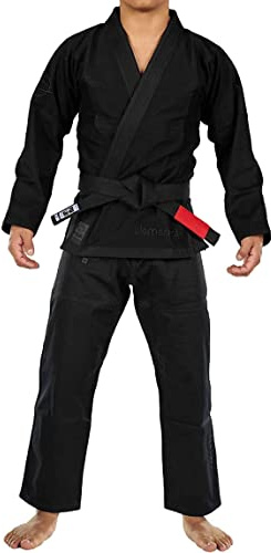 FUJI Elemental Brazilian Jiu Jitsu Gi, BJJ Uniform with Pearl Weave Jacket, made from Cotton Blend Black, Size A2
